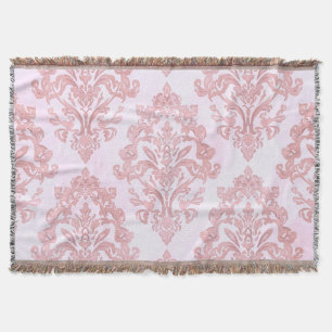 Cobertor Lindo em Rosa Padrão de Damasco Vitoriano em Aquar