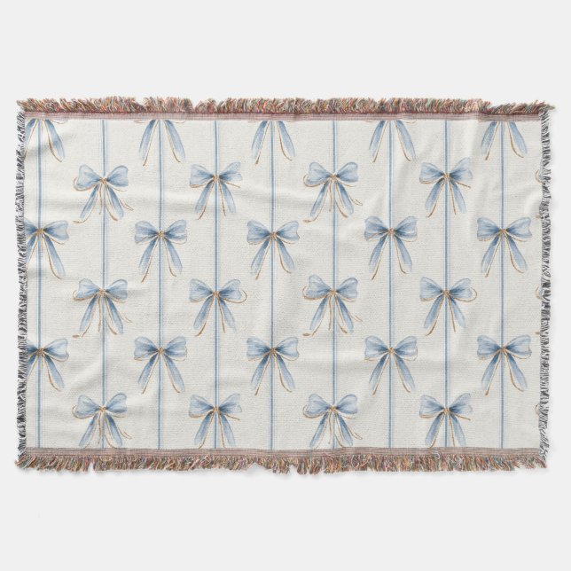 Cobertor Lindos Laços de Creme Azul (Frente)