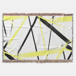 Cobertor Linha Moderna Geometria Fria Branco Preto Amarelo