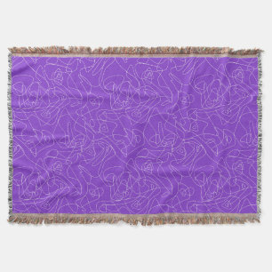 Cobertor linhas curvas abstratas brancas em um fundo roxo