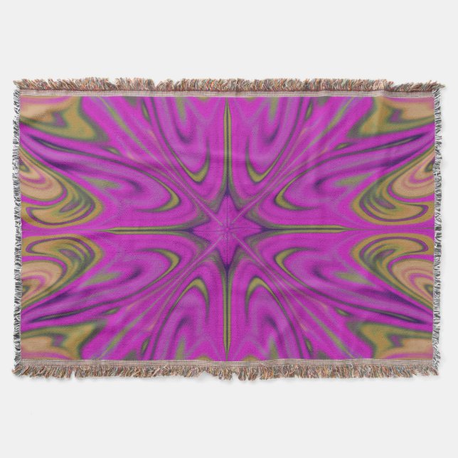 Cobertor Líquido Psicodélico Colorido Abstrato Roxo Laranja (Frente)