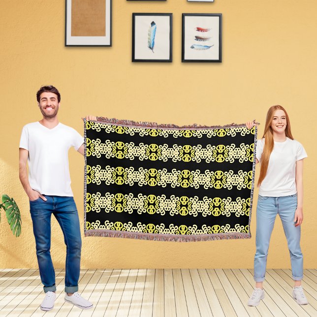 Cobertor Listra Ornamental Amarela Dourada Padrão Sem Costu (Criador carregado)