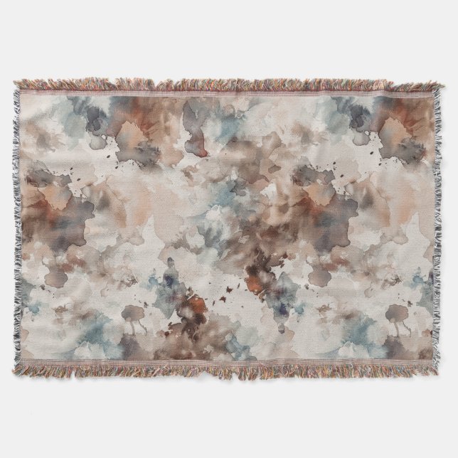 Cobertor Listras Abstrato Azul Creme Marrom   (Frente)