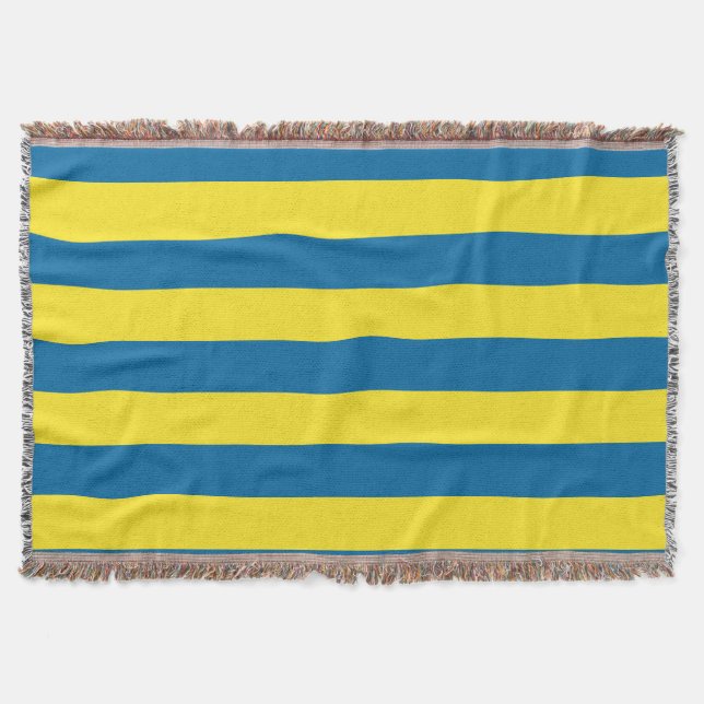 Cobertor Listras | Azul e amarelo | Personalizável (Frente)