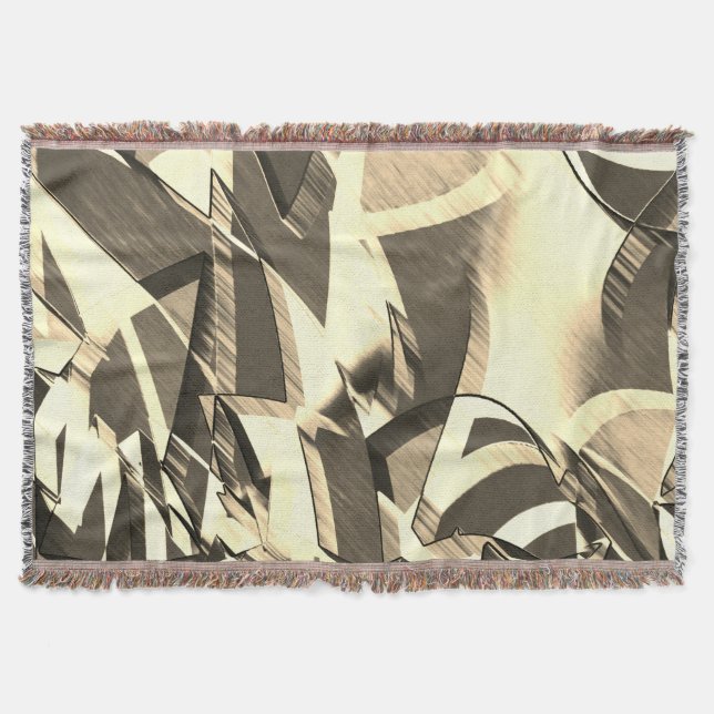Cobertor Listras de bege em alguma imagem marrom e difusa (Frente)