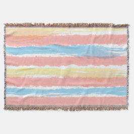 Cobertor Listras de Verão em Aquarela Rosa Azul Amarelo 