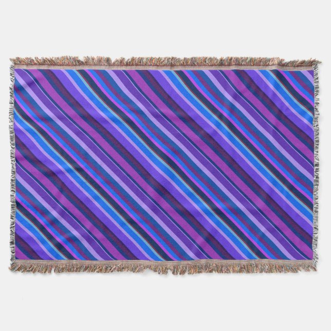 Cobertor Listras diagonais em azul e roxo (Frente)