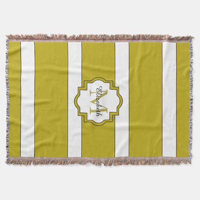 COBERTOR LISTRAS DO CHIQUE THROW_191 GOLD/WHITE (Frente)