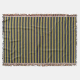 Cobertor Listras Verticais Elegantes Finas em Dourado e Azu