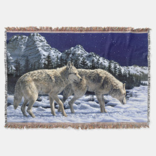 Cobertor Lobos de cinzas nas montanhas de inverno de neve j
