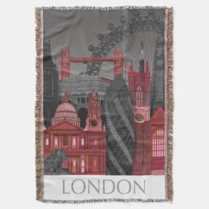Cobertor Londres Elevações por Noite - Vermelho