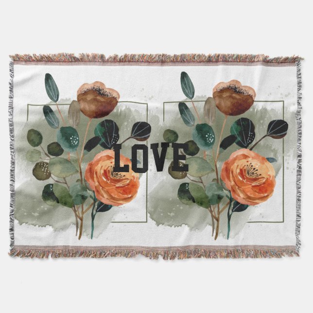 Cobertor Love Floral Typografia (Frente)