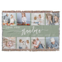Love You Grandma 8 Photo Collage Sage Green
