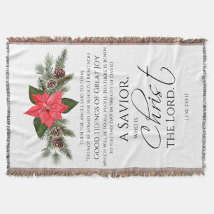 Cobertor Luke 2:10-11 Escritura de Natal de Poinsettia