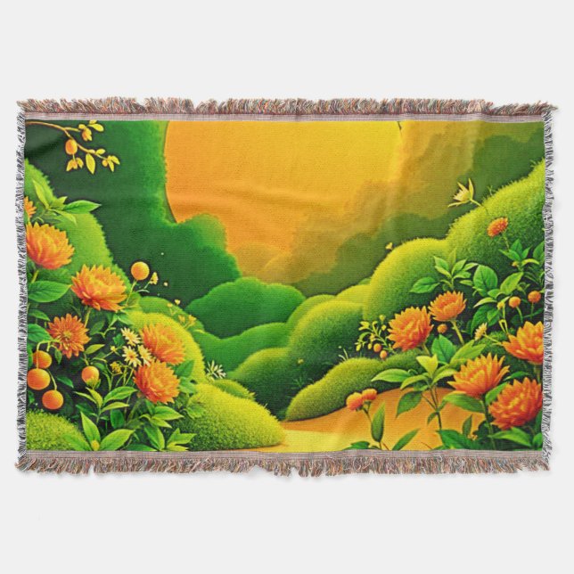 Cobertor Lush Orange Garden Art (Frente)
