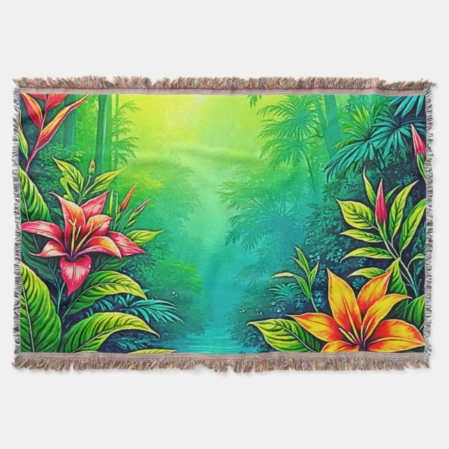 Cobertor Lush Tropical Jungle Oasis Design (Frente)