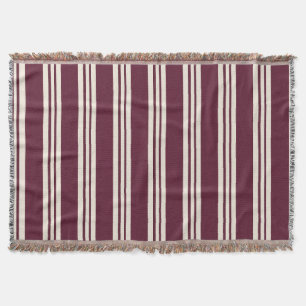Cobertor Luxo Burgundy Marfim Listrado Moderno Tendencial