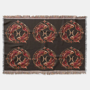 Cobertor Luxo Peixes Zodíaco Vermelho