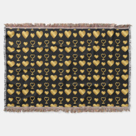 Cobertor Luxury Black Gold Foil Hearts 