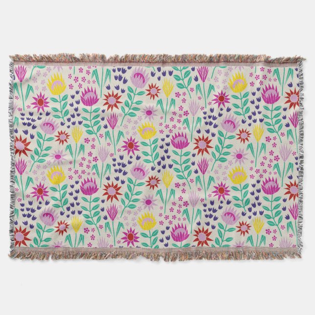 Cobertor Luzes de Protea Floral Block Impressão Millefleur (Frente)