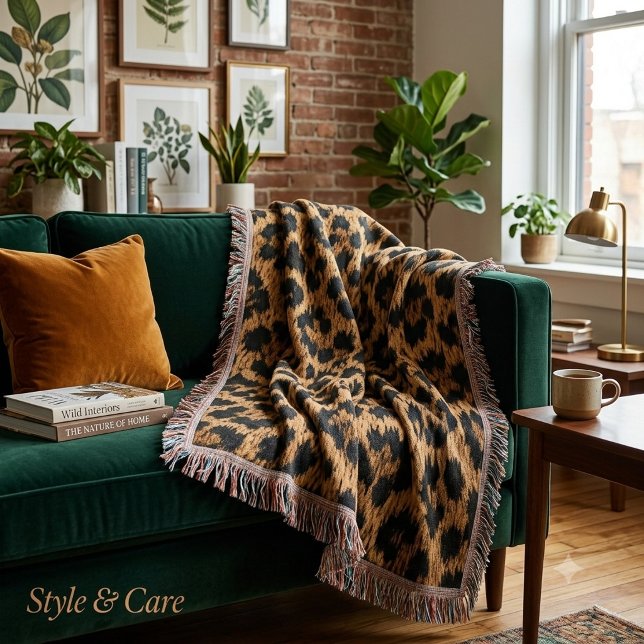 Cobertor Macio de Lançar com Estampa de Leopardo T (Trendy Leopard Pattern Soft Throw Blanket Home)
