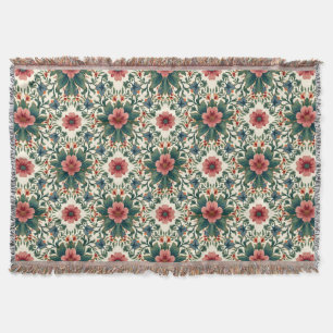 Cobertor Magia Floral Boho - em Tons de Verde e Rosa