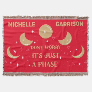 Cobertor Magic Celestial Moon Phase Personalizada Neon Red