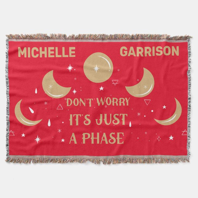 Cobertor Magic Celestial Moon Phase Personalizada Neon Red (Frente)