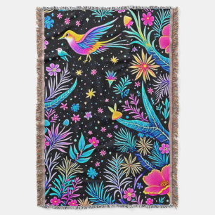 Cobertor Magical Neon Forest Night Design