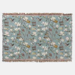 Cobertor Magnolia Grove with Owls in Duck egg blue