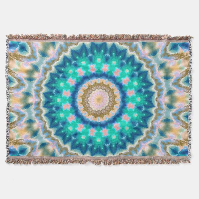 Cobertor Mandala amarela turquesa (Frente)