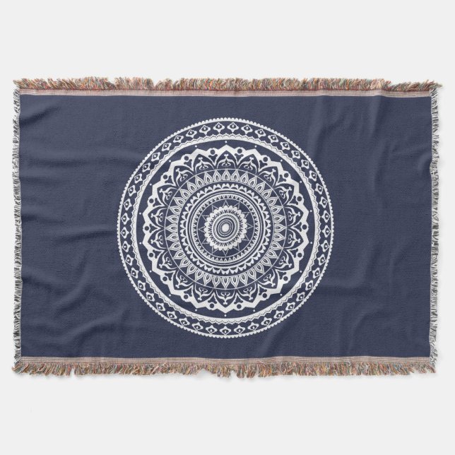 Cobertor Mandala Branca Deixe o mar te libertar (Frente)