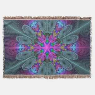Cobertor Mandala Colorida Arte Espiritual Colorida Com Rosa