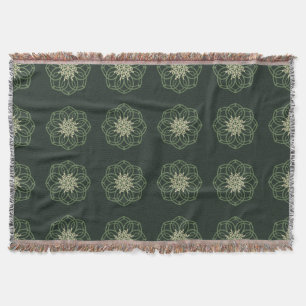 Cobertor Mandala Verde Escuro e Dourado, Elegante 