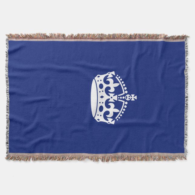 Cobertor Mantenha a Coroa Calma no Marinho Azul (Frente)