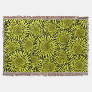 Cobertor Mão De Girassol Amarelo Amarelo Floral Desenhada