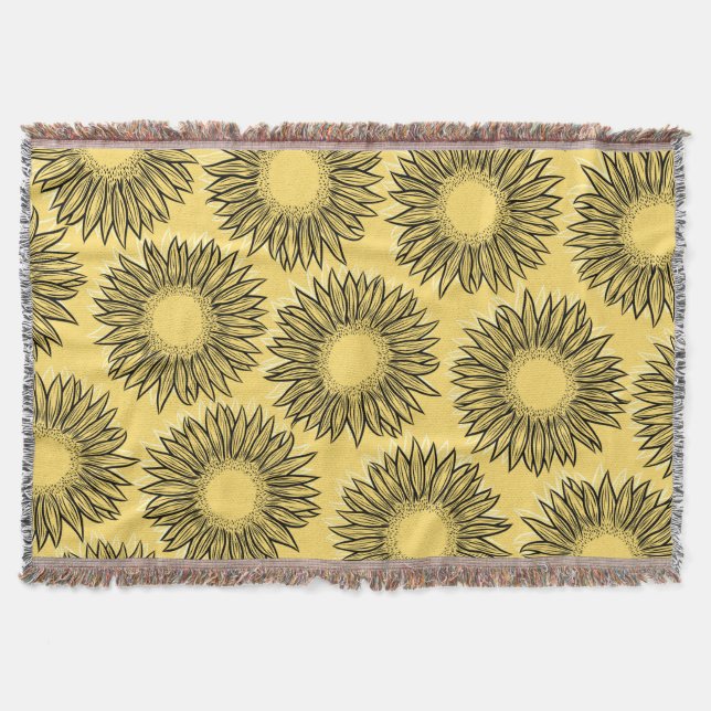 Cobertor Mão De Girassol Russo Floral Desenhada (Frente)