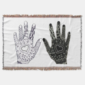 Cobertor Mãos de decoração de preto e branco