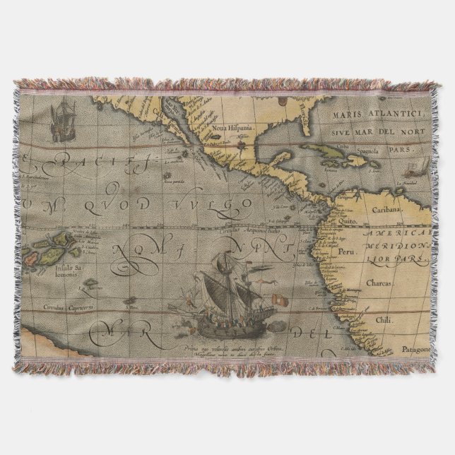 Cobertor Mapa antigo antigo inspirado (14) Bagagem (Frente)