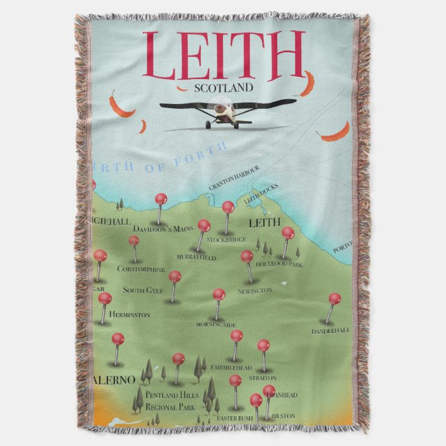 Cobertor Mapa antigo de Leith Escócia (Frente Vertical)