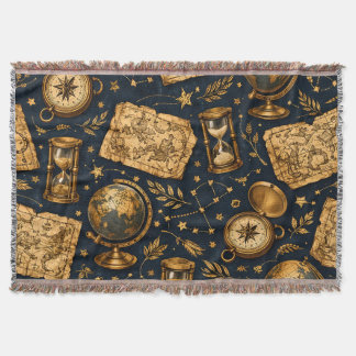 Cobertor Mapa Celestial Vintage e Padrão de Astronomia