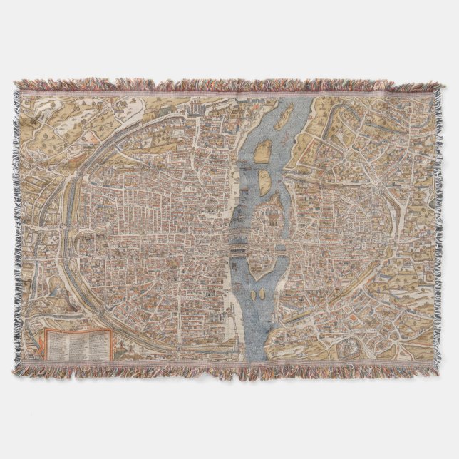 Cobertor Mapa da Vintage em Paris (1550) (Frente)