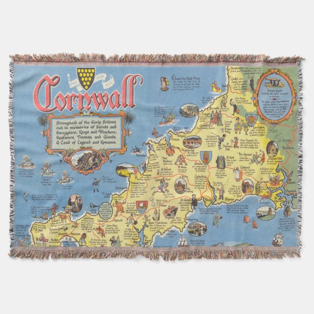 Cobertor Mapa de Cornualha, Inglaterra (Frente)