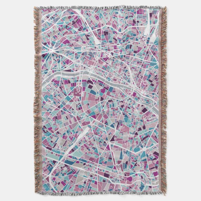 Cobertor Mapa de Paris France (Frente Vertical)