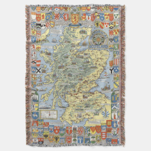 Cobertor Mapa de Scotland histórico