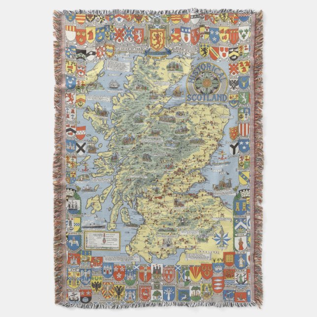 Cobertor Mapa de Scotland histórico (Frente Vertical)