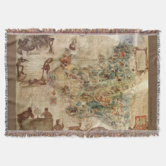 COBERTOR MAPA DE VINTAGEM DO POLÔNIA