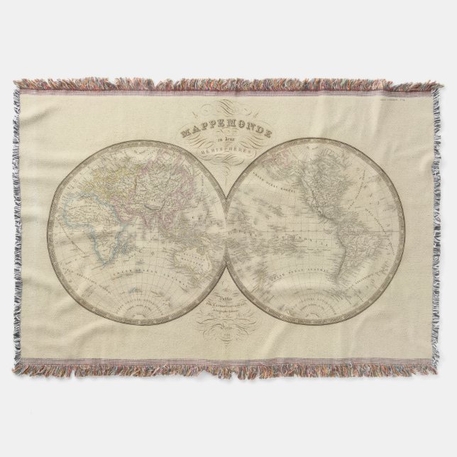 Cobertor Mapa do atlas de mundo (Frente)