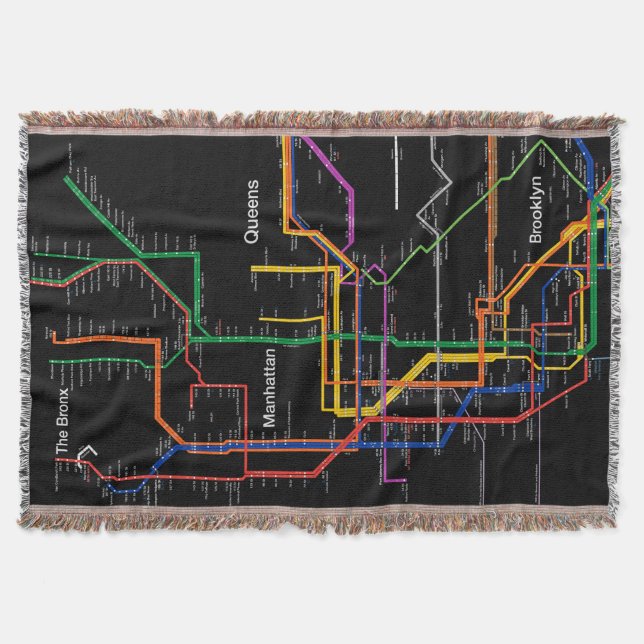 Cobertor Mapa do metrô de NY-City (Frente)
