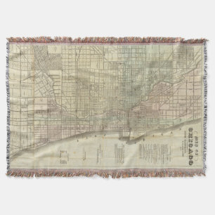 Cobertor Mapa do vintage de Chicago (1857)